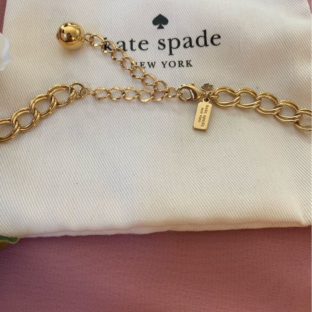 Kate Spade Crystal Enamel Faux Pearl Wallflower Collar Necklace Statement - Picture 2 of 8